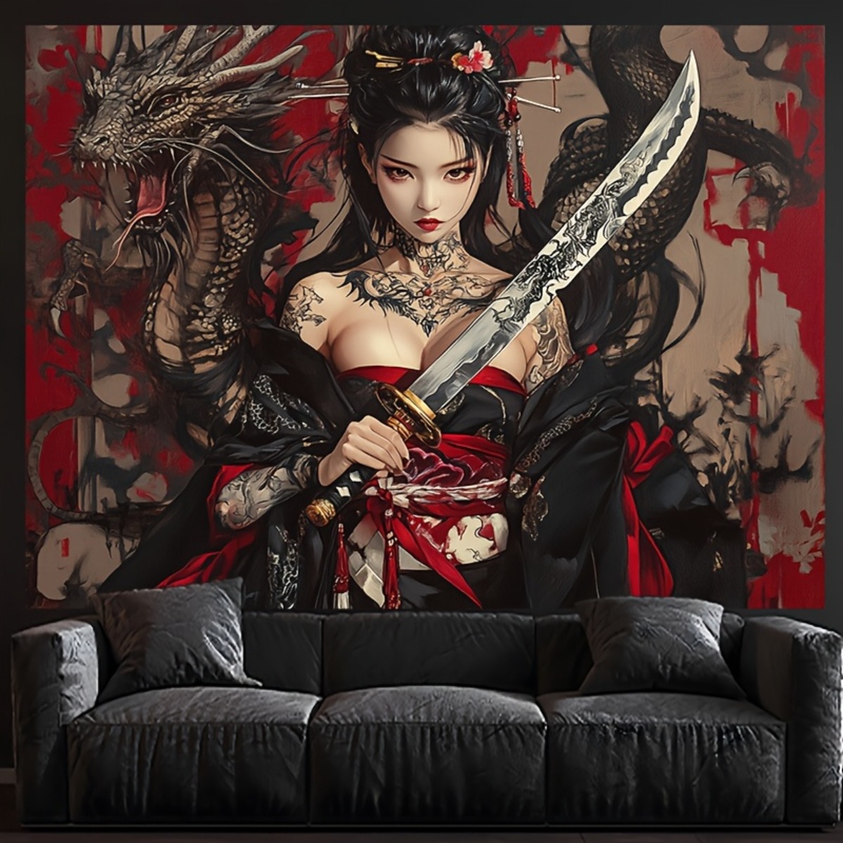 Wall Scroll Tapestry - Tapeçaria de Parede Anime Fantasia Mulher